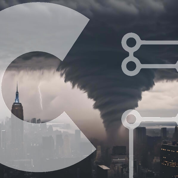 Intra Συλλεκτικό Ξύλινο Παζλ Plywood  4mm - Μεγάλο σύννεφο ανεμοστρόβιλου πάνω από τη Νέα Υόρκη Σε Ξύλινο Κουτί - Διαστάσεις Puzzle: 10x10 cm – 25 κομμάτια