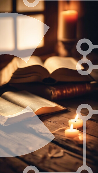 Intra Συλλεκτικό Ξύλινο Παζλ Plywood  4mm - Ανοίξτε το βιβλίο, τα αναμμένα κεριά και το κηροπήγιο σε ξύλινο τραπέζι Σε Ξύλινο Κουτί - Διαστάσεις Puzzle: 10x10 cm – 25 κομμάτια