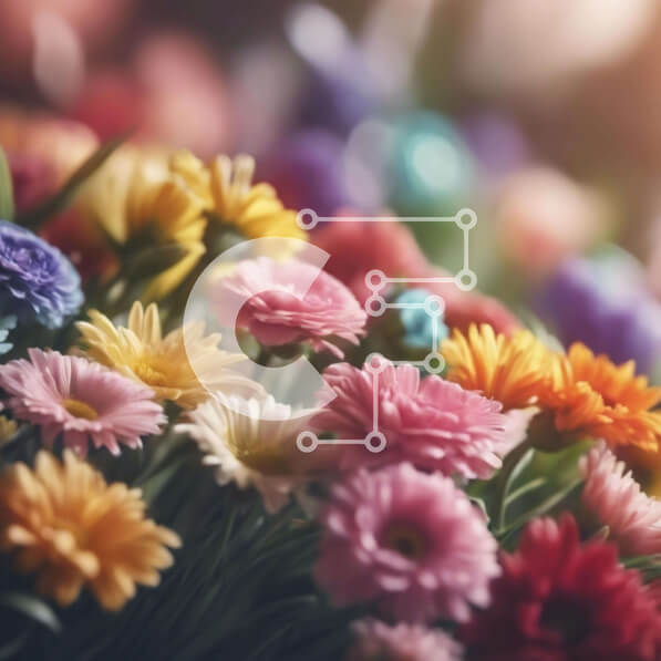 Intra Συλλεκτικό Ξύλινο Παζλ Plywood  4mm - Πολύχρωμο μπουκέτο λουλουδιών με μαργαρίτες, τριαντάφυλλα και γαρύφαλλα Σε Ξύλινο Κουτί - Διαστάσεις: 10x10 cm – 25 κομμάτια