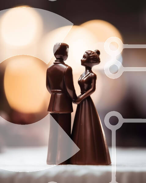 Intra Συλλεκτικό Ξύλινο Παζλ Plywood  4mm - Σοκολατένια ειδώλια αρραβώνων ή γάμου που κρατούν τα χέρια Σε Ξύλινο Κουτί - Διαστάσεις Puzzle: 10x10 cm – 25 κομμάτια