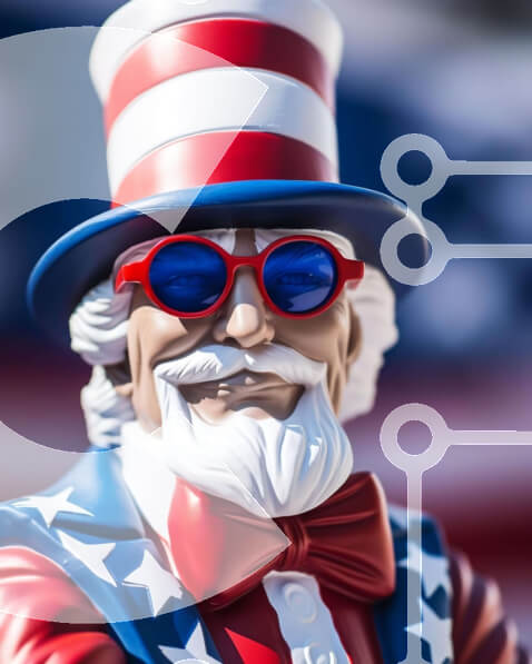 Intra Συλλεκτικό Ξύλινο Παζλ Plywood  4mm - Άγαλμα θείου Σαμ με αμερικανική σημαία στις 4 Ιουλίου Σε Ξύλινο Κουτί - Διαστάσεις: 10x10 cm – 25 κομμάτια