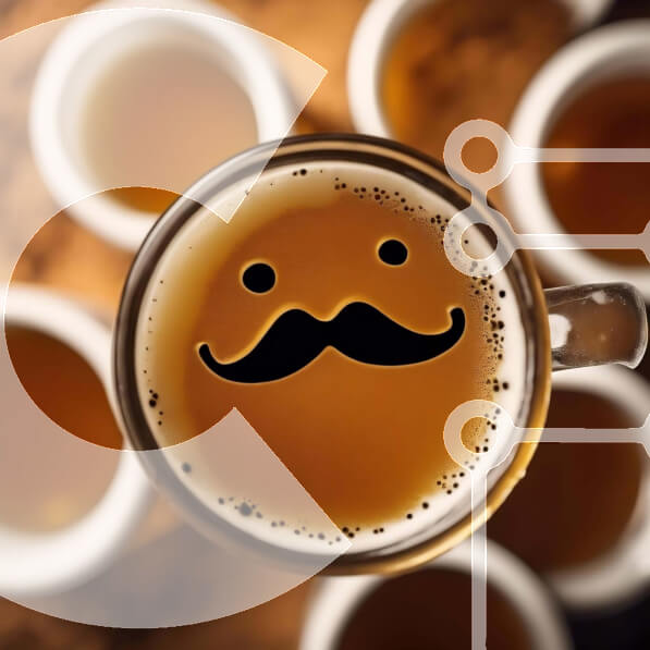 Σετ των 2 Intra Συλλεκτικό Ξύλινο Παζλ Plywood  4mm - Φλιτζάνι καφέ ή τσάι με σχέδιο με μουστάκι Σε Ξύλινο Κουτί - Διαστάσεις: 10x10 cm – 25 κομμάτια