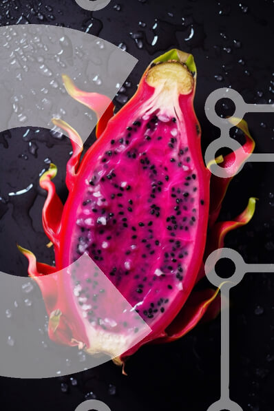 Σετ των 2 Intra Συλλεκτικό Ξύλινο Παζλ Plywood  4mm - Φρέσκο ​​Dragonfruit μισά με σταγόνες νερού Σε Ξύλινο Κουτί - Διαστάσεις: 10x10 cm – 25 κομμάτια