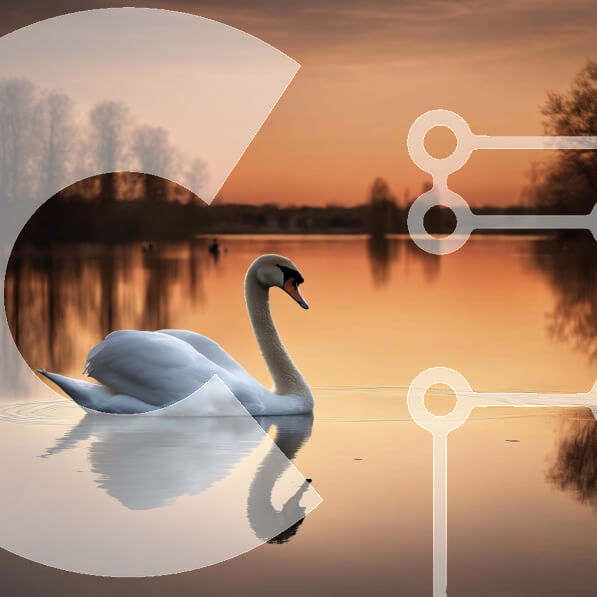 Intra Συλλεκτικό Ξύλινο Παζλ Plywood  4mm - Γαληνό ηλιοβασίλεμα σκηνή με λευκό κύκνο στο νερό Σε Ξύλινο Κουτί - Διαστάσεις: 10x10 cm – 25 κομμάτια