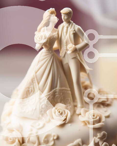 Intra Συλλεκτικό Ξύλινο Παζλ Plywood  4mm - Γαμήλια τούρτα με ειδώλια νύφης και γαμπρού Σε Ξύλινο Κουτί - Διαστάσεις: 10x10 cm – 25 κομμάτια