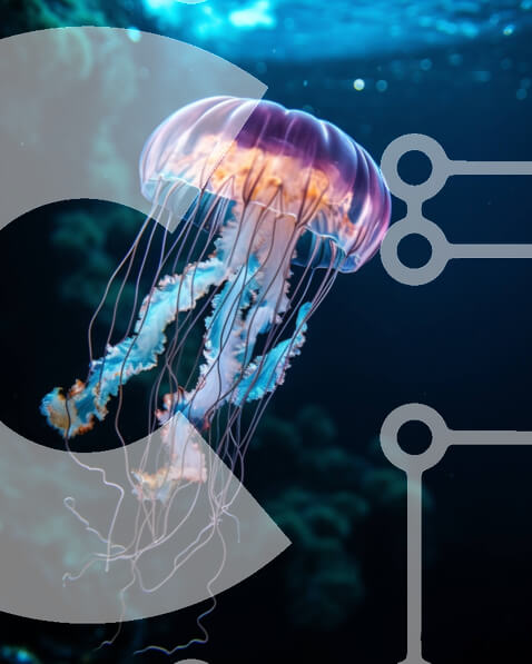 Intra Συλλεκτικό Ξύλινο Παζλ Plywood  4mm - Μέδουσες στο νερό με ορατά πλοκάμια Σε Ξύλινο Κουτί - Διαστάσεις: 10x10 cm – 25 κομμάτια