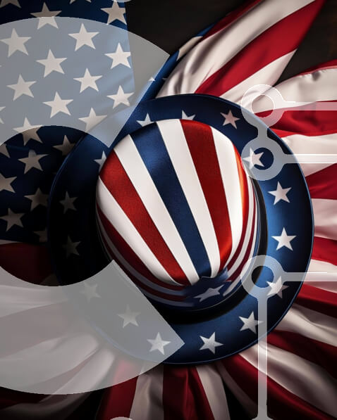 Intra Συλλεκτικό Ξύλινο Παζλ Plywood  4mm - Αμερικανική σημαία με καπέλο στις 4 Ιουλίου Σε Ξύλινο Κουτί - Διαστάσεις: 10x10 cm – 25 κομμάτια