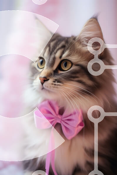 Σετ των 2 Intra Συλλεκτικό Ξύλινο Παζλ Plywood  4mm - Κομψή γκρι και λευκή γάτα με ροζ φιόγκο Σε Ξύλινο Κουτί - Διαστάσεις: 10x10 cm – 25 κομμάτια