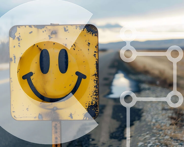 Intra Συλλεκτικό Ξύλινο Παζλ Plywood  4mm - Κίτρινο Smiley Face σημάδι στον αγροτικό δρόμο Σε Ξύλινο Κουτί - Διαστάσεις Puzzle: 10x10 cm – 25 κομμάτια