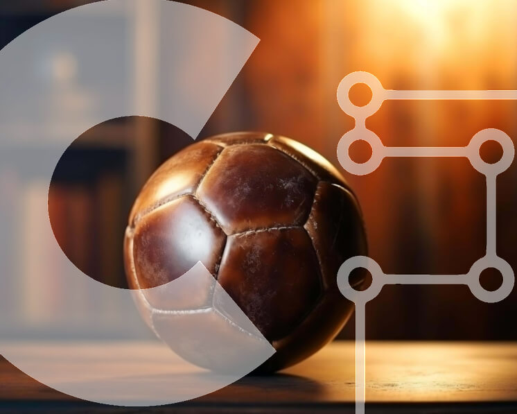 Intra Συλλεκτικό Ξύλινο Παζλ Plywood  4mm - Vintage μπάλα ποδοσφαίρου σε ξύλινο τραπέζι Σε Ξύλινο Κουτί - Διαστάσεις Puzzle: 10x10 cm – 25 κομμάτια