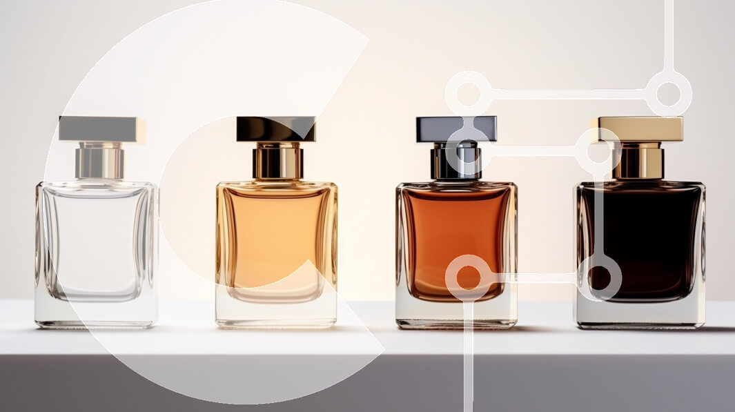 Intra Συλλεκτικό Ξύλινο Παζλ Plywood  4mm - Πέντε μπουκάλια αρωμάτων διατεταγμένα στη σειρά Σε Ξύλινο Κουτί - Διαστάσεις Puzzle: 10x10 cm – 25 κομμάτια