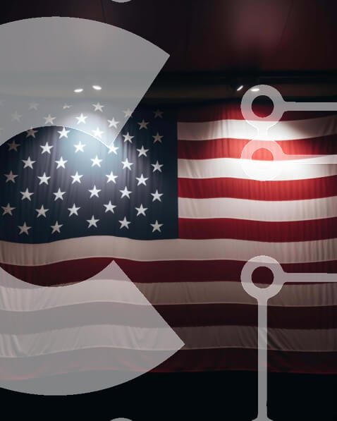 Intra Συλλεκτικό Ξύλινο Παζλ Plywood  4mm - Μεγάλη αμερικανική σημαία σε φωτισμένο δωμάτιο Σε Ξύλινο Κουτί - Διαστάσεις Puzzle: 10x10 cm – 25 κομμάτια