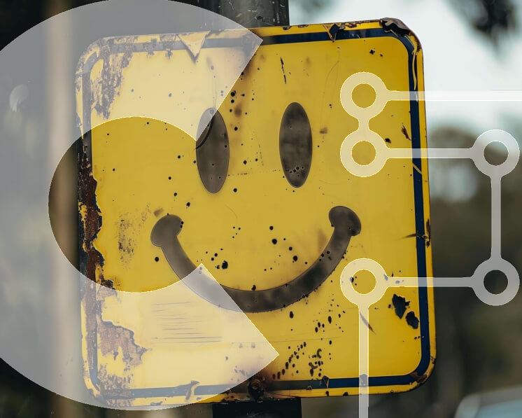 Intra Συλλεκτικό Ξύλινο Παζλ Plywood  4mm - Κίτρινο χαμογελαστό σημάδι του δρόμου στον σκουριασμένο πόλο Σε Ξύλινο Κουτί - Διαστάσεις Puzzle: 10x10 cm – 25 κομμάτια