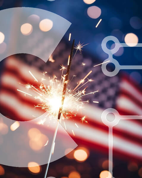 Intra Συλλεκτικό Ξύλινο Παζλ Plywood  4mm - Βεγγαλικά με αμερικανική σημαία για τον εορτασμό της 4ης Ιουλίου Σε Ξύλινο Κουτί - Διαστάσεις: 10x10 cm – 25 κομμάτια