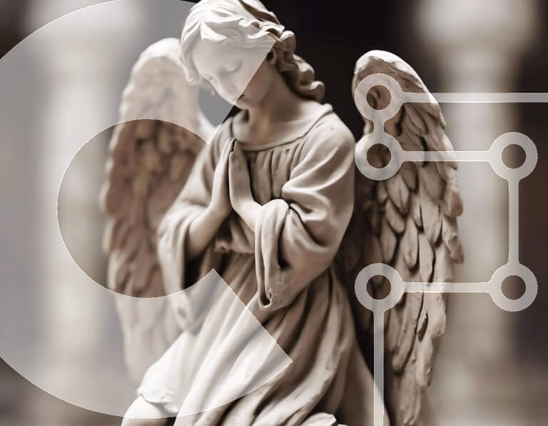 Intra Συλλεκτικό Ξύλινο Παζλ Plywood  4mm - Άγαλμα αγγέλου με τα χέρια ενωμένα στην προσευχή Σε Ξύλινο Κουτί - Διαστάσεις Puzzle: 10x10 cm – 25 κομμάτια