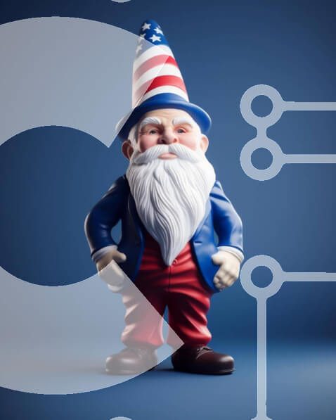 Intra Συλλεκτικό Ξύλινο Παζλ Plywood  4mm - Patriotic Gnome με πουκάμισο και στολή με αμερικανική σημαία Σε Ξύλινο Κουτί - Διαστάσεις: 10x10 cm – 25 κομμάτια