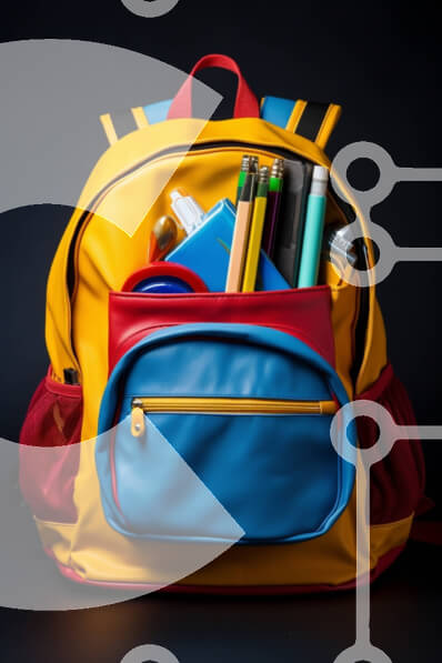 Intra Συλλεκτικό Ξύλινο Παζλ Plywood  4mm - Πολύχρωμο σακίδιο πλάτης με σχολικά είδη Σε Ξύλινο Κουτί - Διαστάσεις Puzzle: 10x10 cm – 25 κομμάτια