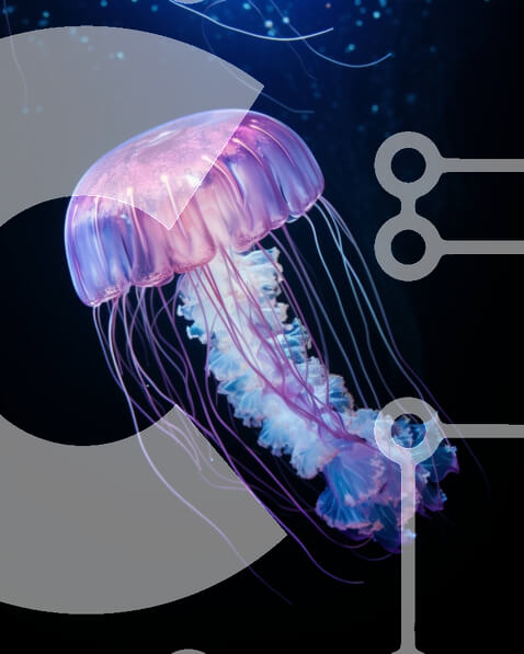 Intra Συλλεκτικό Ξύλινο Παζλ Plywood  4mm - Ροζ μέδουσες στα βαθιά νερά Σε Ξύλινο Κουτί - Διαστάσεις: 10x10 cm – 25 κομμάτια