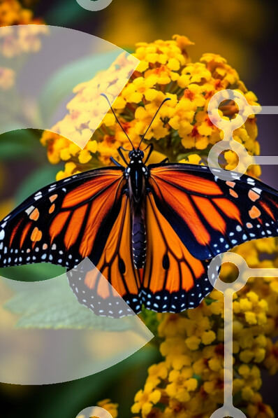 Σετ των 2 Intra Συλλεκτικό Ξύλινο Παζλ Plywood  4mm - Πεταλούδα Monarch στα κίτρινα λουλούδια Σε Ξύλινο Κουτί - Διαστάσεις: 10x10 cm – 25 κομμάτια