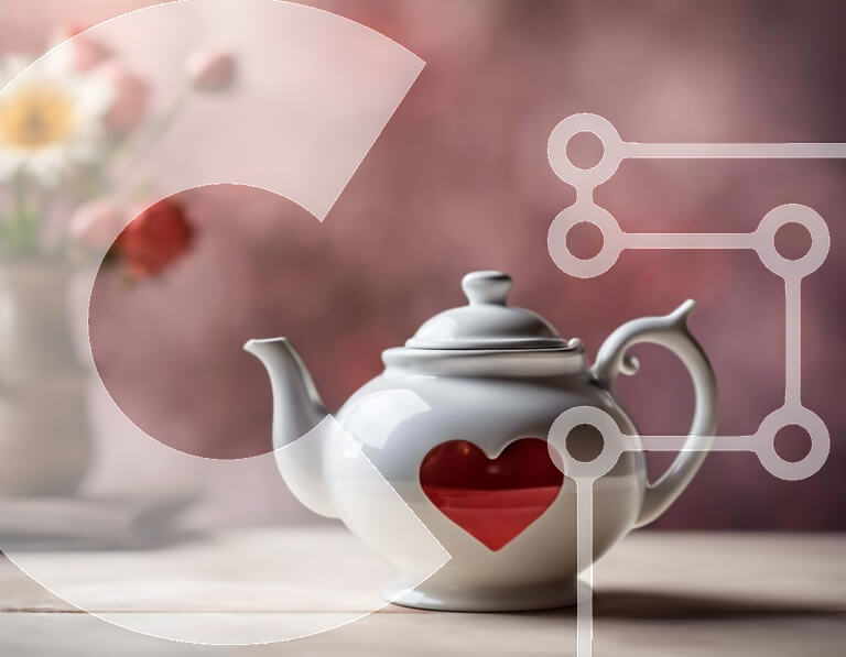 Intra Συλλεκτικό Ξύλινο Παζλ Plywood  4mm - Λευκή τσαγιέρα με κόκκινη καρδιά και λουλούδια Σε Ξύλινο Κουτί - Διαστάσεις: 10x10 cm – 25 κομμάτια