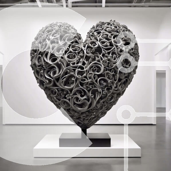 Intra Συλλεκτικό Ξύλινο Παζλ Plywood  4mm - Μεγάλο γλυπτό σε σχήμα καρδιάς σε Πινακοθήκη ή Μουσείο Σε Ξύλινο Κουτί - Διαστάσεις Puzzle: 10x10 cm – 25 κομμάτια