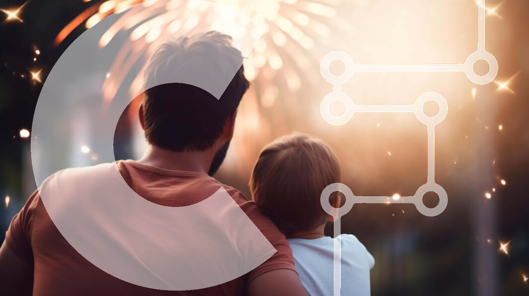 Intra Συλλεκτικό Ξύλινο Παζλ Plywood  4mm - Πατέρας και παιδί παρακολουθούν πυροτεχνήματα Σε Ξύλινο Κουτί - Διαστάσεις: 10x10 cm – 25 κομμάτια