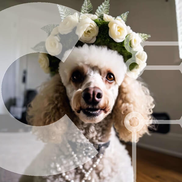 Intra Συλλεκτικό Ξύλινο Παζλ Plywood  4mm - Λευκό κανίς ντυμένο με λουλούδια και μαργαριτάρια Σε Ξύλινο Κουτί - Διαστάσεις: 10x10 cm – 25 κομμάτια