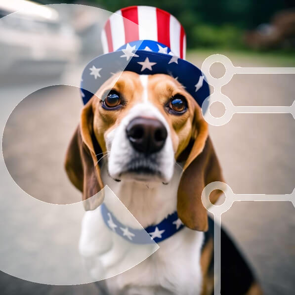 Intra Συλλεκτικό Ξύλινο Παζλ Plywood  4mm - Patriotic Beagle στη μέση του δρόμου Σε Ξύλινο Κουτί - Διαστάσεις: 10x10 cm – 25 κομμάτια