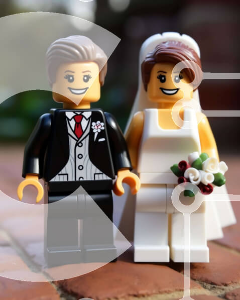 Intra Συλλεκτικό Ξύλινο Παζλ Plywood  4mm - Φιγούρες Lego Γάμου σε Επίσημη Ενδυμασία με Μπουκέτα Σε Ξύλινο Κουτί - Διαστάσεις: 10x10 cm – 25 κομμάτια