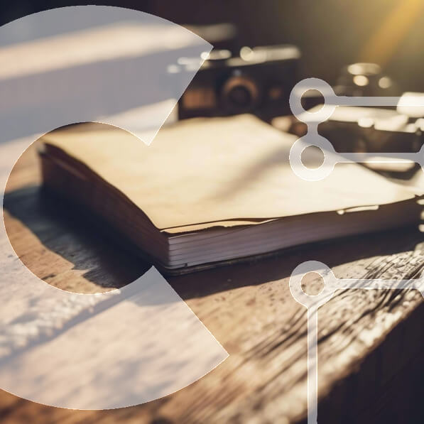 Intra Συλλεκτικό Ξύλινο Παζλ Plywood  4mm - Ανοιχτοί φακοί βιβλίων και κάμερας σε ξύλινο τραπέζι Σε Ξύλινο Κουτί - Διαστάσεις: 10x10 cm – 25 κομμάτια