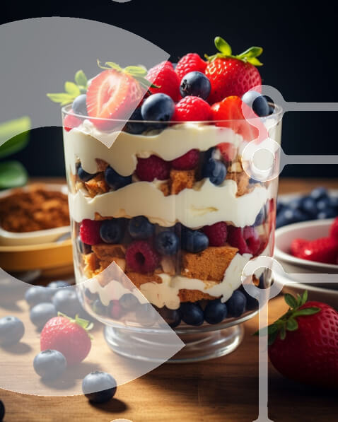 Σετ των 2 Intra Συλλεκτικό Ξύλινο Παζλ Plywood  4mm - Επιδόρπιο φρέσκου μούρων Trifle Bowl Σε Ξύλινο Κουτί - Διαστάσεις: 10x10 cm – 25 κομμάτια