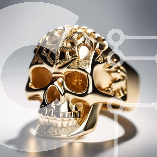 Intra Συλλεκτικό Ξύλινο Παζλ Plywood  4mm - Χρυσό δαχτυλίδι κρανίου περίπλοκα σχεδιασμένο Σε Ξύλινο Κουτί - Διαστάσεις: 10x10 cm – 25 κομμάτια