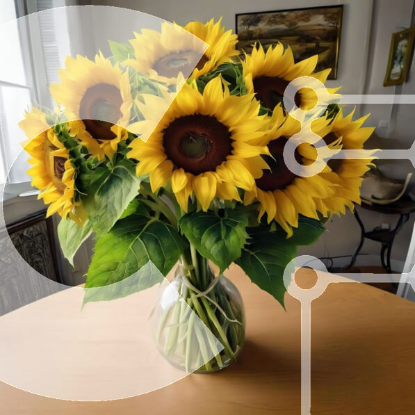 Intra Συλλεκτικό Ξύλινο Παζλ Plywood  4mm - Ηλίανθοι σε βάζο σε ξύλινο τραπέζι Σε Ξύλινο Κουτί - Διαστάσεις: 10x10 cm – 25 κομμάτια