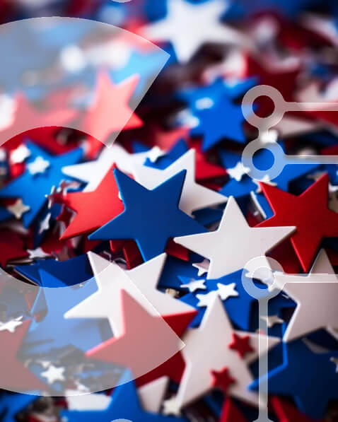 Intra Συλλεκτικό Ξύλινο Παζλ Plywood  4mm - Κόκκινα, Λευκά και Μπλε αστέρια για τις διακοσμήσεις 4ης Ιουλίου Σε Ξύλινο Κουτί - Διαστάσεις: 10x10 cm – 25 κομμάτια