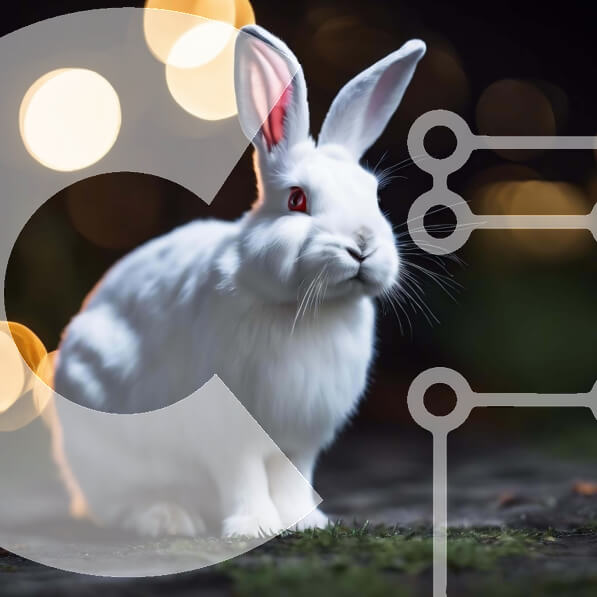 Intra Συλλεκτικό Ξύλινο Παζλ Plywood  4mm - Περίεργο λευκό κουνέλι με πολύχρωμα φώτα Σε Ξύλινο Κουτί - Διαστάσεις: 10x10 cm – 25 κομμάτια