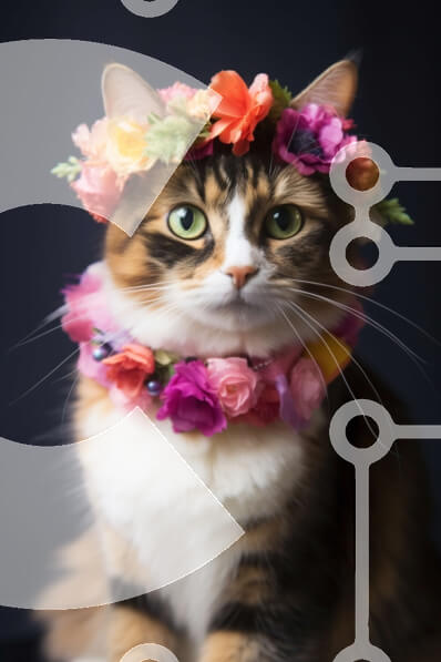 Σετ των 2 Intra Συλλεκτικό Ξύλινο Παζλ Plywood  4mm - Γάτα που φορά λουλουδάτο στεφάνι Σε Ξύλινο Κουτί - Διαστάσεις: 10x10 cm – 25 κομμάτια