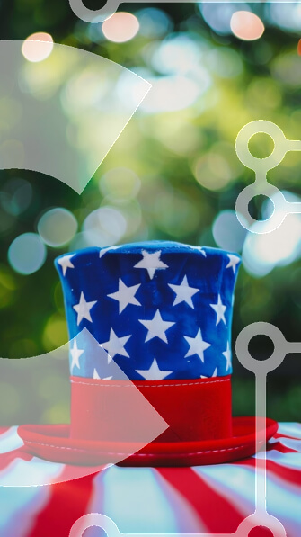 Intra Συλλεκτικό Ξύλινο Παζλ Plywood  4mm - Καπέλο με θέμα την αμερικανική σημαία Σε Ξύλινο Κουτί - Διαστάσεις Puzzle: 10x10 cm – 25 κομμάτια