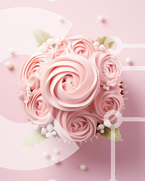 Σετ των 2 Intra Συλλεκτικό Ξύλινο Παζλ Plywood  4mm - Ροζ Cupcake με τριαντάφυλλα και λευκό παγωμένο Σε Ξύλινο Κουτί - Διαστάσεις: 10x10 cm – 25 κομμάτια