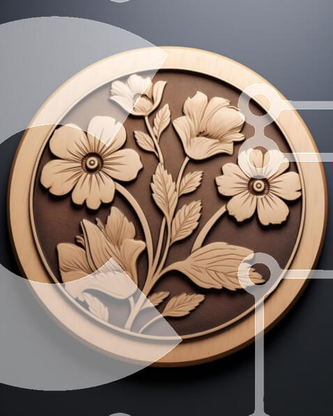 Intra Συλλεκτικό Ξύλινο Παζλ Plywood  4mm - Κυκλική Ξύλινη Πλακέτα με Floral σχέδιο Σε Ξύλινο Κουτί - Διαστάσεις: 10x10 cm – 25 κομμάτια