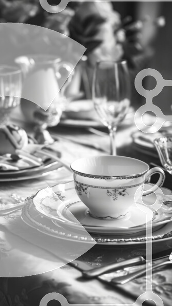 Intra Συλλεκτικό Ξύλινο Παζλ Plywood  4mm - Κομψό σετ τραπεζαρίας με πιάτα, φλιτζάνια και ασημικά Σε Ξύλινο Κουτί - Διαστάσεις Puzzle: 10x10 cm – 25 κομμάτια