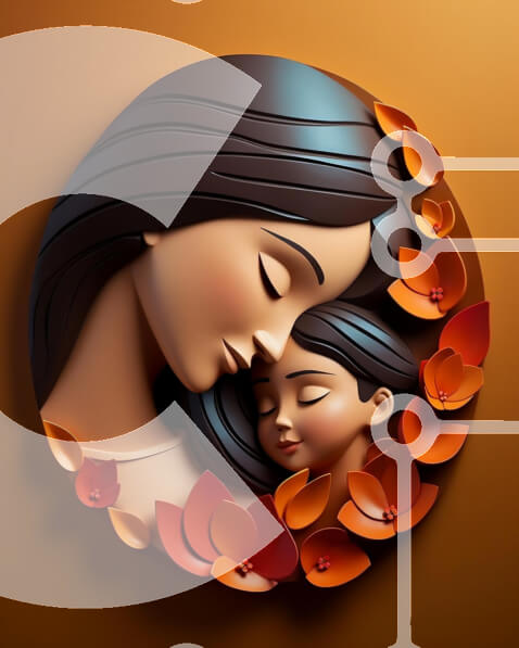 Intra Συλλεκτικό Ξύλινο Παζλ Plywood  4mm - Μητέρα και παιδί κοιμούνται στον φθινοπωρινό κύκλο φύλλων Σε Ξύλινο Κουτί - Διαστάσεις Puzzle: 10x10 cm – 25 κομμάτια