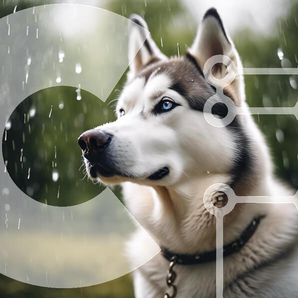 Intra Συλλεκτικό Ξύλινο Παζλ Plywood  4mm - Λευκός και μαύρος γεροδεμένος σκύλος στη βροχή Σε Ξύλινο Κουτί - Διαστάσεις: 10x10 cm – 25 κομμάτια