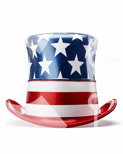 Intra Συλλεκτικό Ξύλινο Παζλ Plywood  4mm - Κόκκινο, λευκό και μπλε καπέλο με αμερικανική σημαία Σε Ξύλινο Κουτί - Διαστάσεις: 10x10 cm – 25 κομμάτια