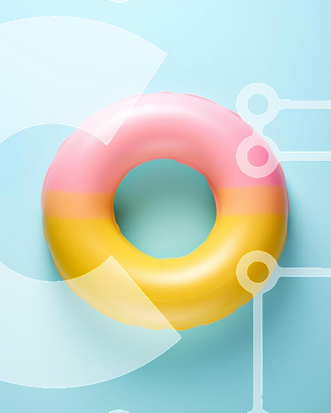 Intra Συλλεκτικό Ξύλινο Παζλ Plywood  4mm - Πολύχρωμο φουσκωτό δαχτυλίδι σε μπλε φόντο Aqua Σε Ξύλινο Κουτί - Διαστάσεις Puzzle: 10x10 cm – 25 κομμάτια