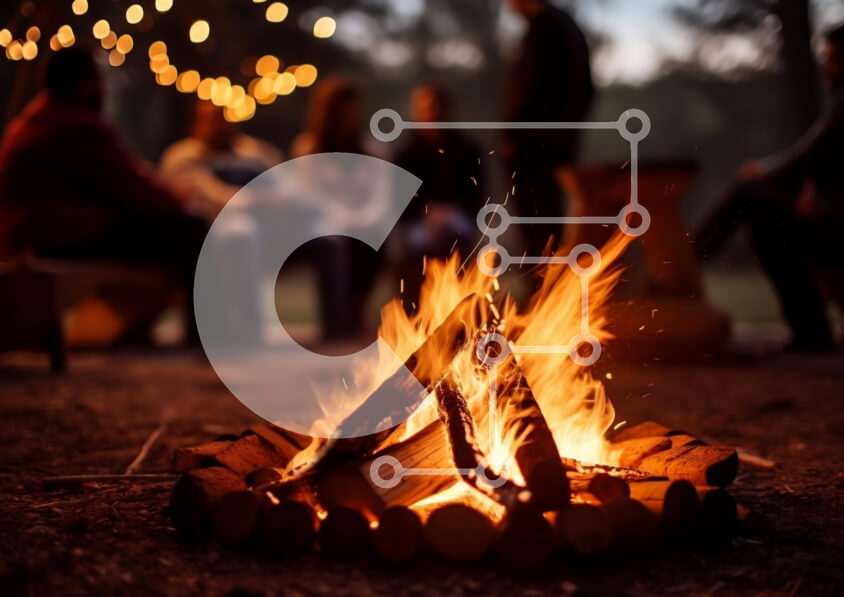 Intra Συλλεκτικό Ξύλινο Παζλ Plywood  4mm - Νυχτερινή συγκέντρωση φωτιάς Σε Ξύλινο Κουτί - Διαστάσεις Puzzle: 10x10 cm – 25 κομμάτια