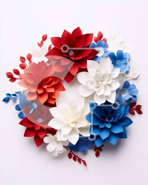 Intra Συλλεκτικό Ξύλινο Παζλ Plywood  4mm - Πατριωτικό στεφάνι με σχέδιο αμερικανικής σημαίας Σε Ξύλινο Κουτί - Διαστάσεις: 10x10 cm – 25 κομμάτια