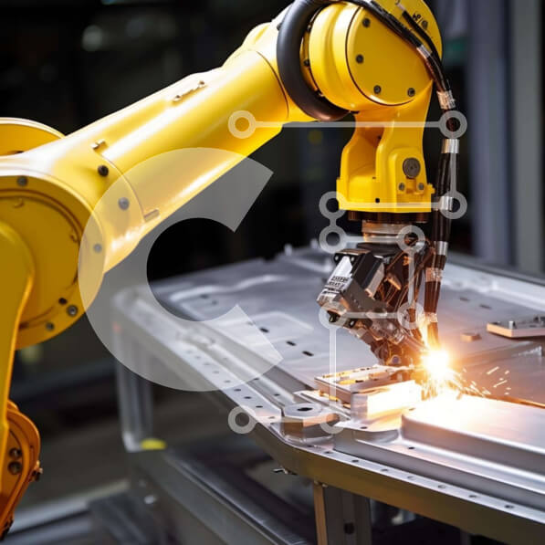 Intra Συλλεκτικό Ξύλινο Παζλ Plywood  4mm - Ρομποτικός βραχίονας συγκόλλησης μεταλλικών τεμαχίων σε βιομηχανικό περιβάλλον Σε Ξύλινο Κουτί - Διαστάσεις Puzzle: 10x10 cm – 25 κομμάτια