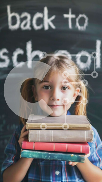 Intra Συλλεκτικό Ξύλινο Παζλ Plywood  4mm - Νεαρό κορίτσι με βιβλία για την επιστροφή στο σχολείο Σε Ξύλινο Κουτί - Διαστάσεις Puzzle: 10x10 cm – 25 κομμάτια