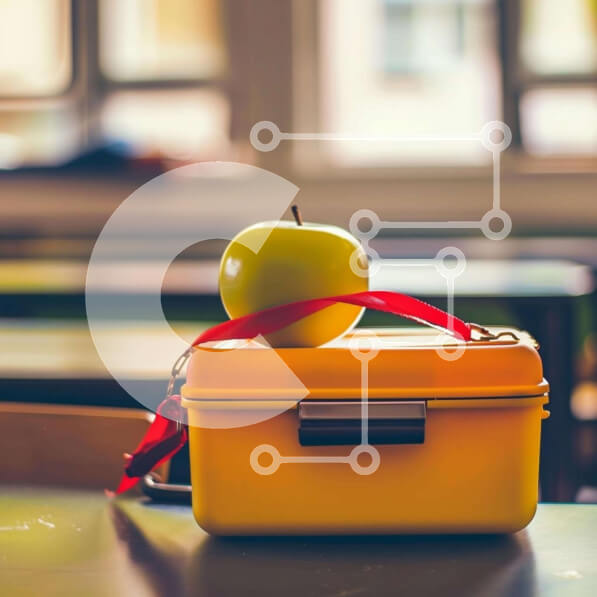 Σετ των 2 Intra Συλλεκτικό Ξύλινο Παζλ Plywood  4mm - Κίτρινο κουτί γεύματος με φρέσκο ​​μήλο Σε Ξύλινο Κουτί - Διαστάσεις: 10x10 cm – 25 κομμάτια