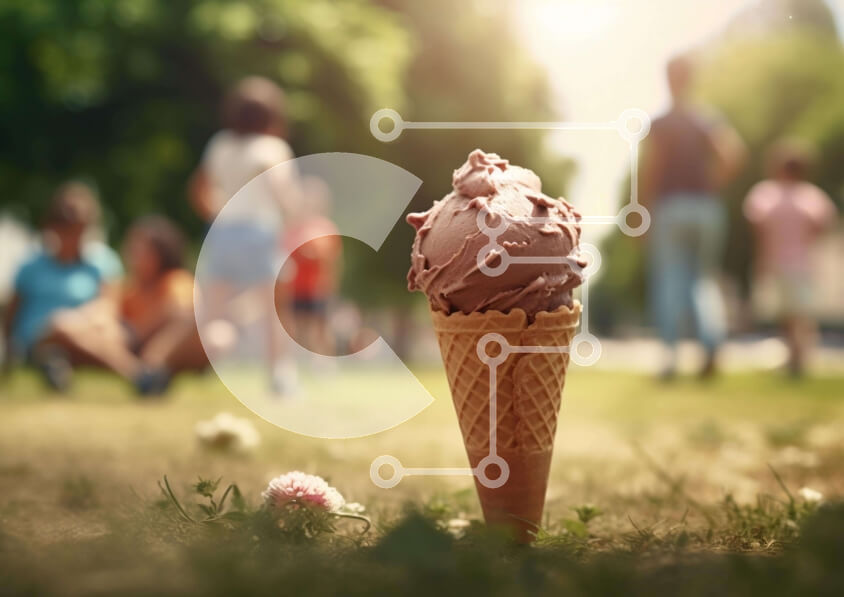 Σετ των 2 Intra Συλλεκτικό Ξύλινο Παζλ Plywood  4mm - Κώνος βάφλας παγωτού σοκολάτας στο πάρκο Σε Ξύλινο Κουτί - Διαστάσεις: 10x10 cm – 25 κομμάτια